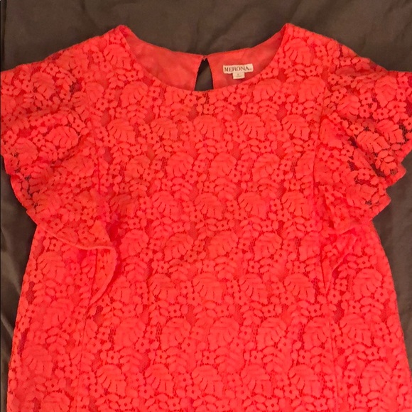 Merona Tops - Lacy coral flutter sleeve blouse